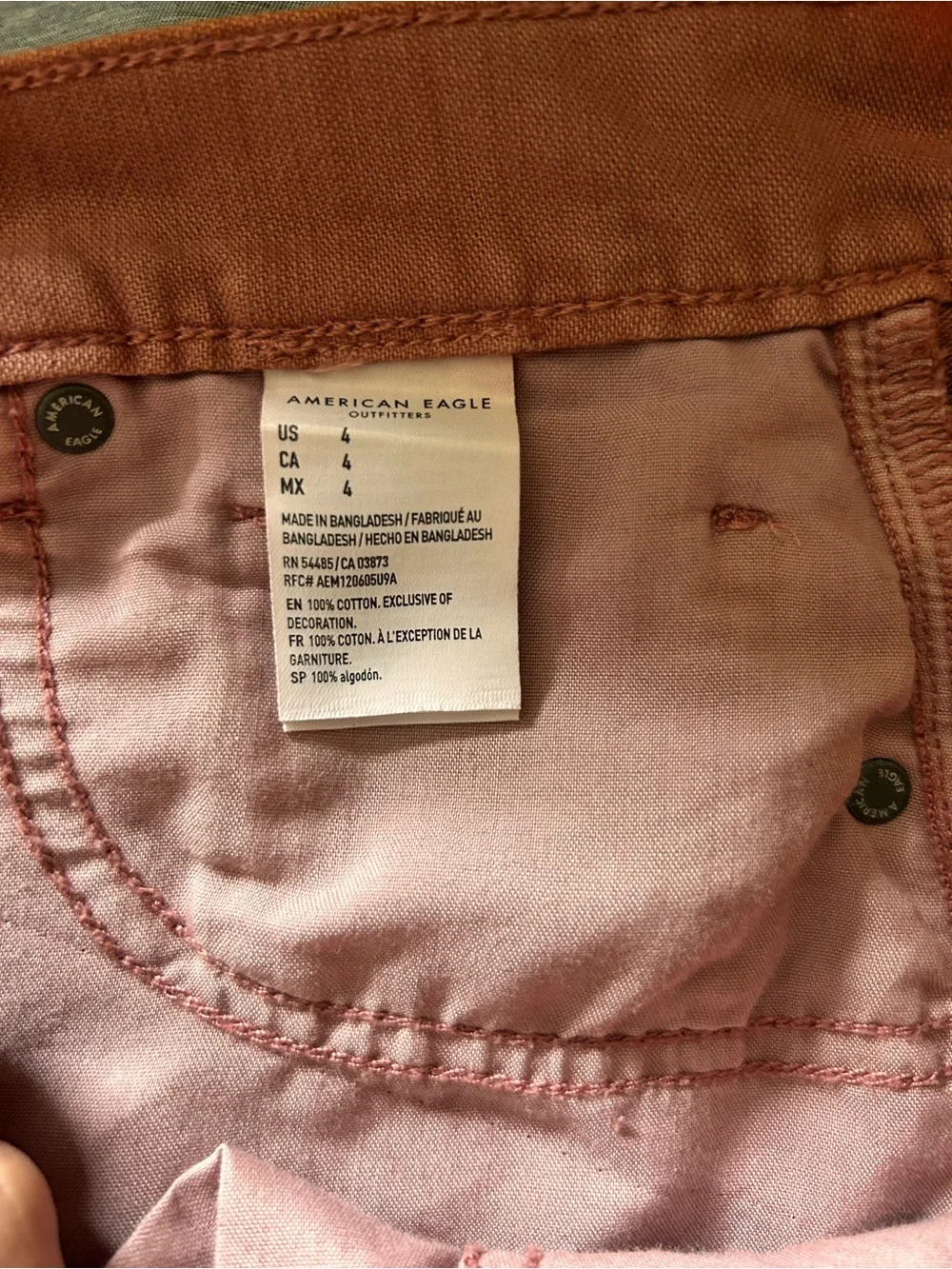 American Eagle Dusty Rose Frayed Hem Denim Shorts Size 4